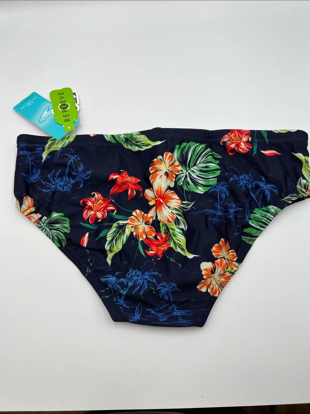 Speedo Endurance racer swimming brief shorts Island floral Euro swim men new 38